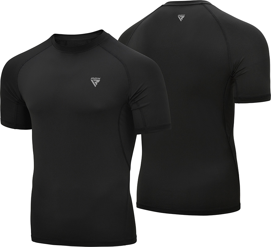 Clothing T15 Compression Rash Guard a Manica Corta Black