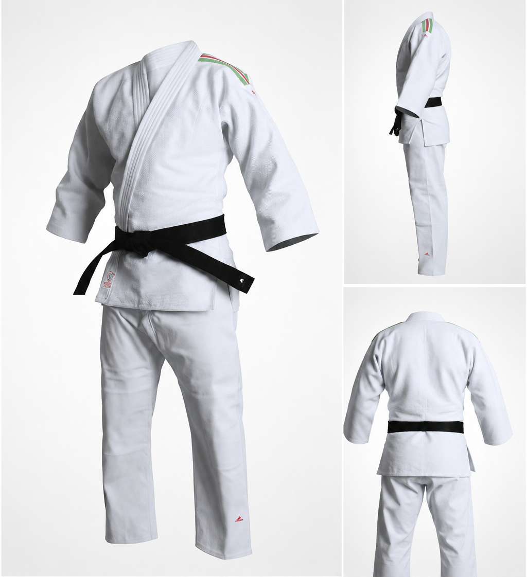 Judogi Adidas J500 bianco con strisce Italia - immagine 3