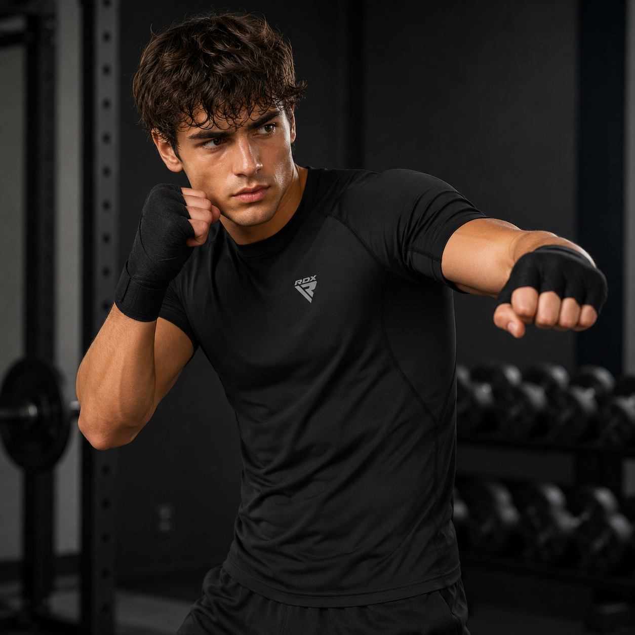 Clothing T15 Compression Rash Guard a Manica Corta Black