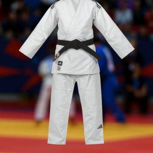 Judogi Adidas IJF J730 Champion III slim fit Bianco con strisce nere