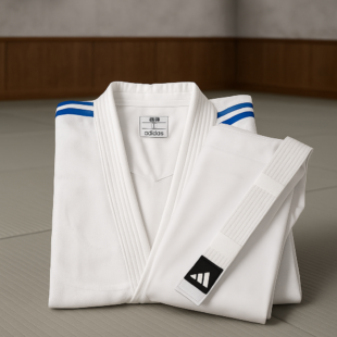 Judogi Adidas J250 Bianco con strisce blu